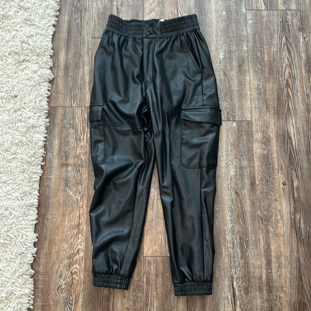 Abercrombie & Fitch black leather jogger